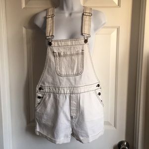 White denim overalls